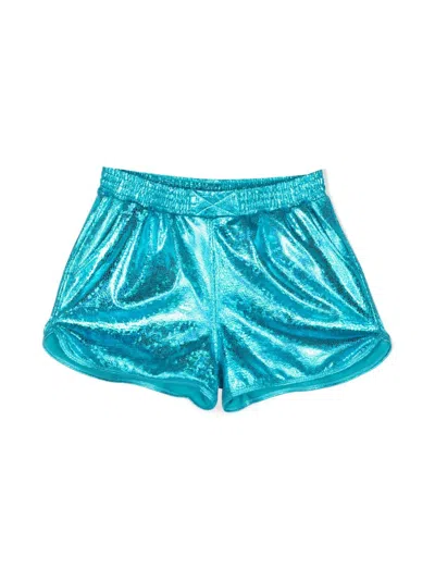 Andorine Kids' Metallic-finish Holographic Shorts In Green