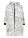Andorine Metallic-finish Hooded Cape In Silver