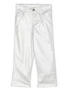Andorine Metallic-finish Straight-leg Trousers In Silver
