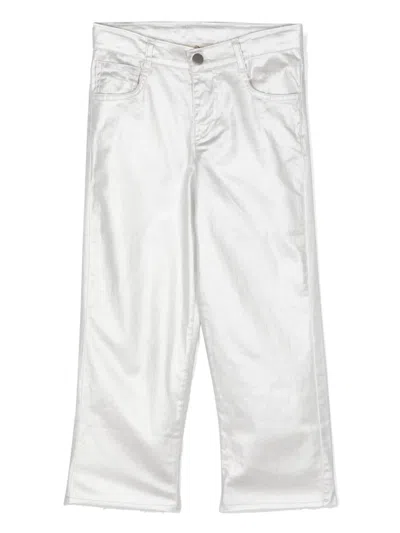 Andorine Kids' Metallic-finish Straight-leg Trousers In Silver