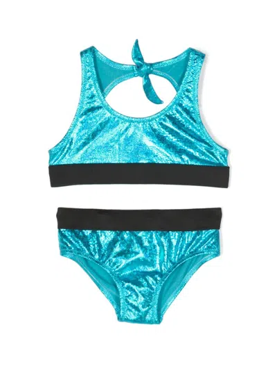 Andorine Kids' Metallic-finish Stretch Bikini In Green