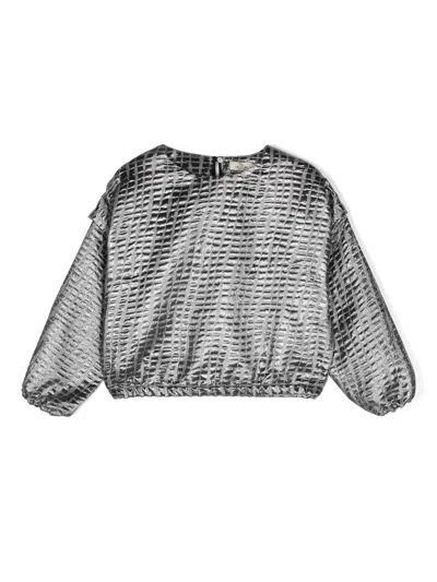 Andorine Kids' Metallic-jacquard Top In Silver