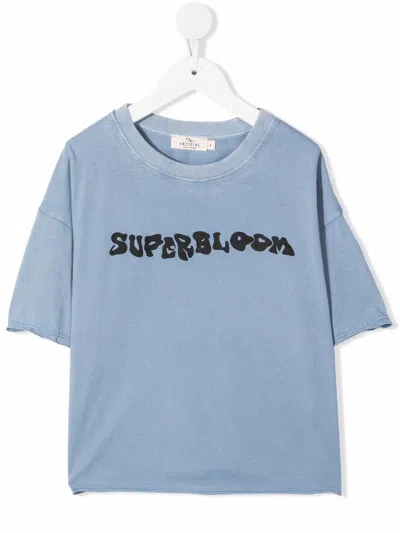 Andorine Kids' Organic Cotton Slogan T-shirt In Blue