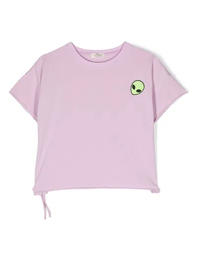 Andorine Kids' Patch-detail Jersey T-shirt In Purple