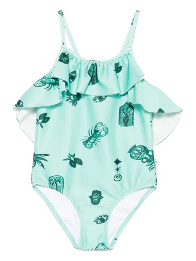 Andorine Kids' Printed Swimsuit In Green
