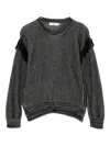 Andorine Ribbed Fringed-sleeve Sweater In Black
