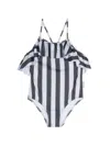 Andorine Ruffle-detailed Striped Swimsuit In Black