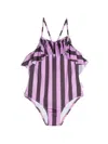 Andorine Ruffle-detailed Striped Swimsuit In Pink