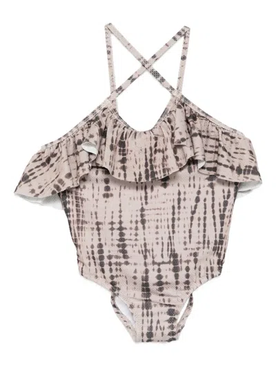 Andorine Kids' Ruffled Swimsuit In Brown