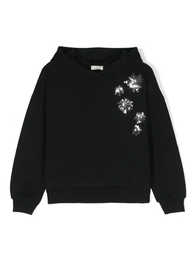 Andorine Kids' Sequin-embroidered Hoodie In Black