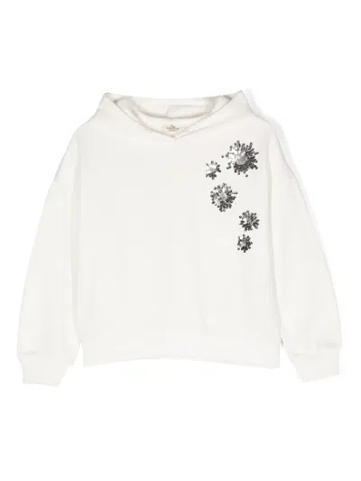 Andorine Kids' Sequin-embroidered Hoodie In Neutrals