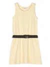 Andorine Sleeveless Belted Cotton Dress In Yellow