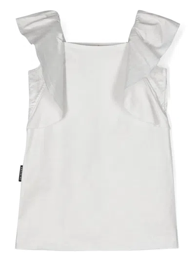 Andorine Kids' Square-neck Ruffle-detail Dress In Silver