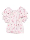Andorine Summer-print Ruffled Blouse In Pink