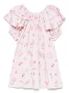 Andorine Summer-print Ruffled Dress In Pink