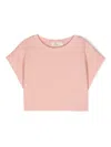 Andorine Textured-finish Cropped T-shirt In Pink