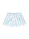 Andorine Tie-dye Print Drawstring Swim Shorts In White