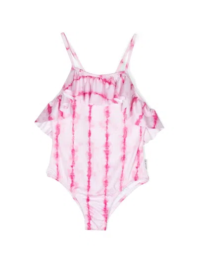Andorine Kids' Tie-dye Print Stretch Swimsuit In Pink