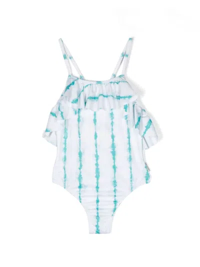 Andorine Kids' Tie-dye Print Stretch Swimsuit In White