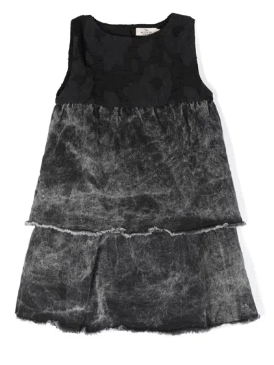 Andorine Kids' Tiered Denim Dress In Black