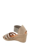 Andre Assous André Assous Adin Wedge Sandal In Black/beige Linen
