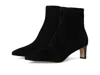 Andre Assous Andre Assowinter Boots Black Suede Zipper Almond Toe Bootie Zogg261 In Black