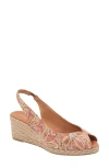 Andre Assous Audrey Slingback Peep Toe Espadrille Wedge Sandal In Beige/ Pink Multi Floral