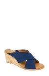 Andre Assous Bryana Wedge Sandal In Navy