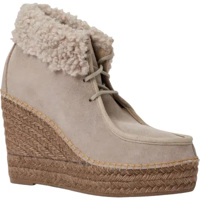 Andre Assous André Assous Genuine Shearling & Suede Wedge Bootie In Taupe Suede