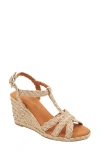 ANDRE ASSOUS MADINA RAFFIA ESPADRILLE ANKLE STRAP WEDGE SANDAL