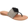 Andre Assous Novalee Sandal In Black/beige Linen