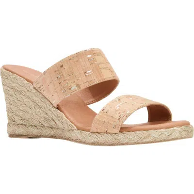Andre Assous André Assous Nolita Cork Espadrille Platform Wedge Slide Sandal In Brown