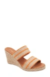 Andre Assous André Assous Nolita Raffia Espadrille Platform Wedge Slide Sandal In Natural/orange