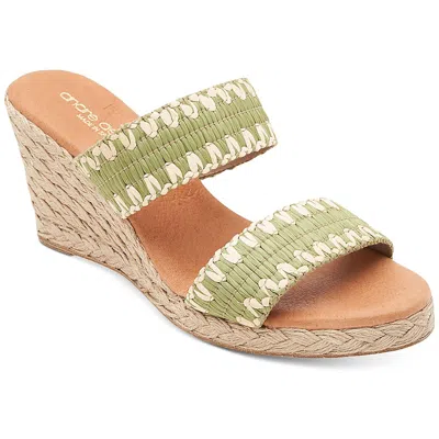Andre Assous Nolita Womens Raffia Slip On Wedge Sandals