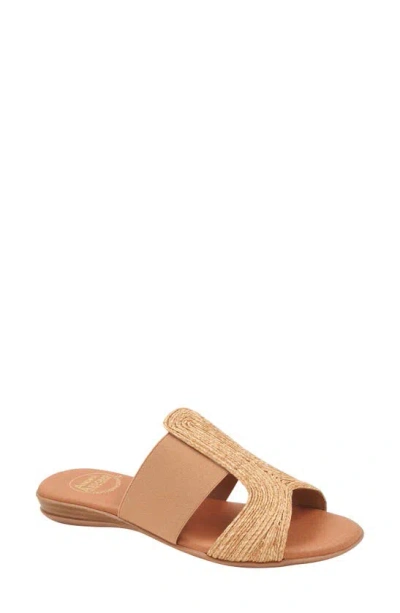 Andre Assous Noor Raffia Slide Sandal In Beige/ Beige