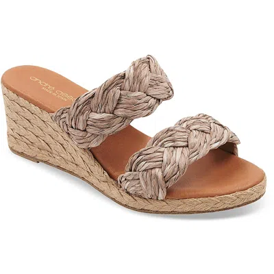 Andre Assous Nori Womens Slip On Padded Insole Wedge Sandals In White/natural