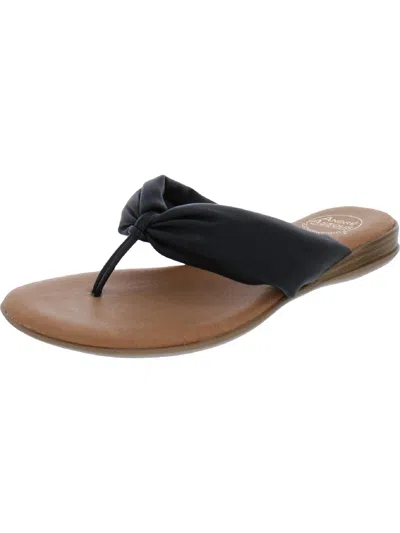 Andre Assous Nuya Womens Leather Slip-on Thong Sandals In Black