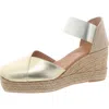 Andre Assous Pedra Womens Slip On Elastic Strap Espadrilles In Gold