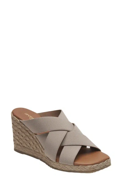 Andre Assous Rachel Woven Strap Wedge Sandal In Taupe