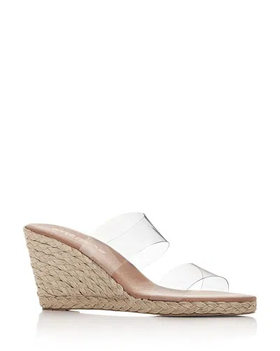 Andre Assous Anfisa Womens Leather Slip On Wedge Sandals In White