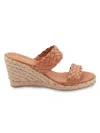 ANDRE ASSOUS WOMEN'S ARIA OPEN TOE LEATHER ESPADRILLE WEDGE SANDALS