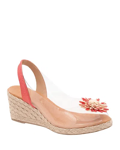 Andre Assous André Assous Slingback Espadrille Peep Toe Wedge Sandal In Coral