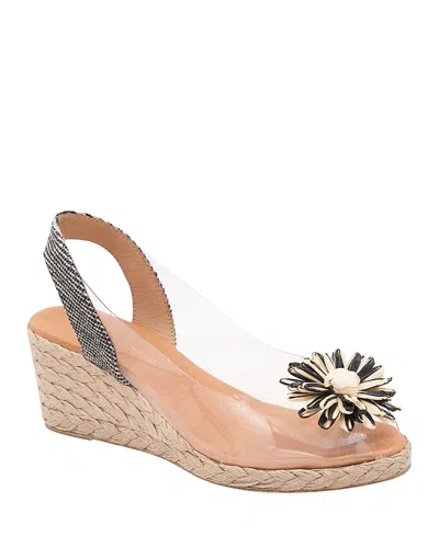 Andre Assous André Assous Slingback Espadrille Peep Toe Wedge Sandal In Natural/black