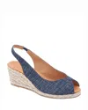 Andre Assous André Assous Audrey Slingback Espadrille Peep Toe Wedge Sandal In Navy/silver