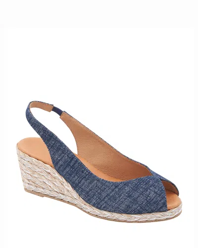 Andre Assous André Assous Audrey Slingback Espadrille Peep Toe Wedge Sandal In Navy/silver