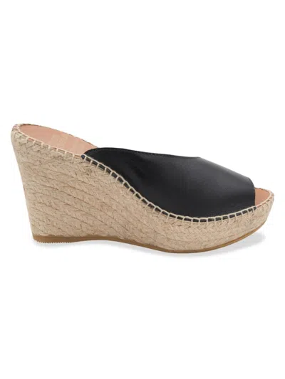 Andre Assous Women's Catarina Leather Wedge Espadrille Sandals In Black