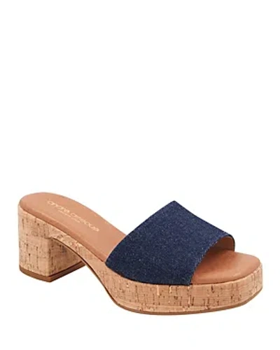 Andre Assous Women's Cypress Slip On Platform High Heel Sandals In Denim