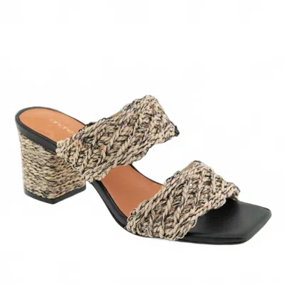 ANDRE ASSOUS WOMEN'S DREW SANDALS IN NATURAL/BLACK RAFFIA