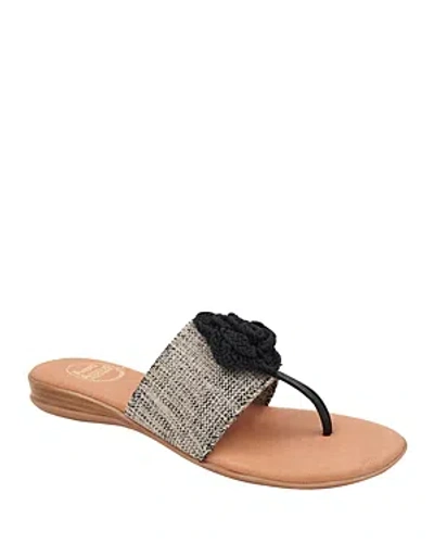 Andre Assous Women's Nara Slip On Thong Slide Sandals In Black/beige