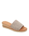 Andre Assous Women's Nessie Slip On Slide Espadrille Wedge Sandals In Black/beige